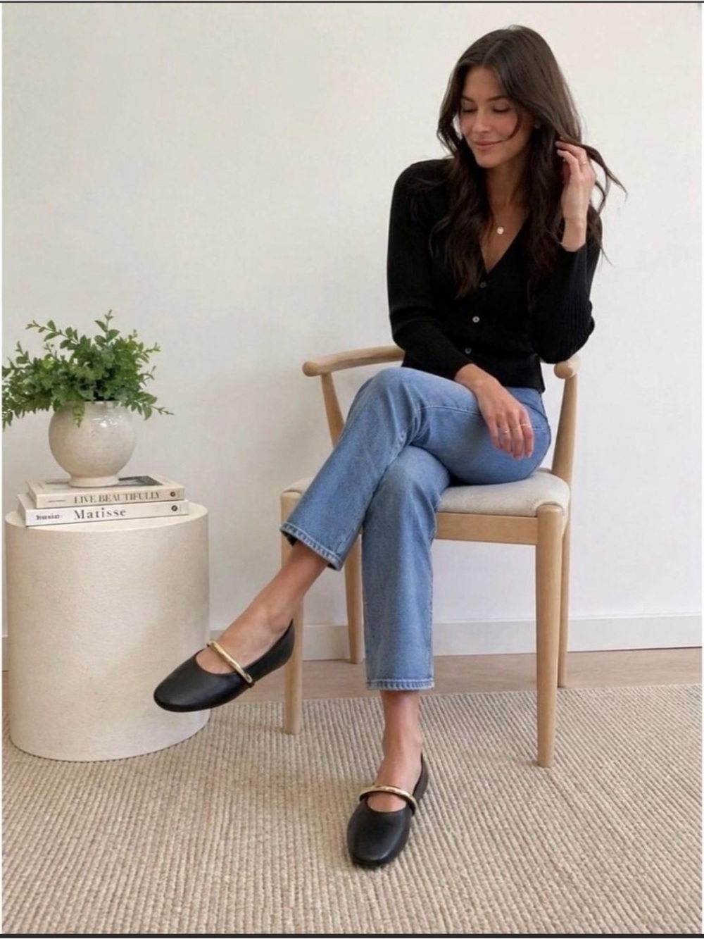 NIB INC International Concepts Black Mary Jane Flats with Gold Accent - Size 8